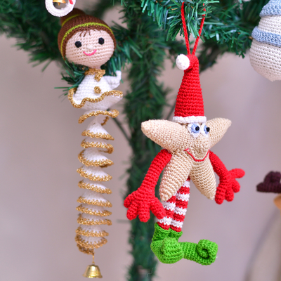 Crochet Angel Tree Décor | Handmade White-Gold Spiral Ornament
