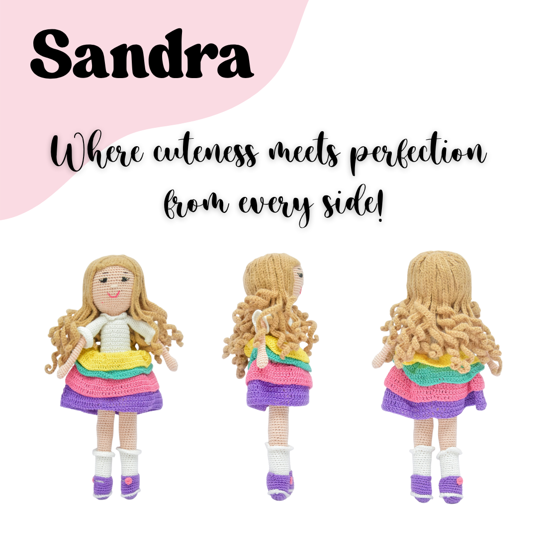 Sandra Crochet Doll | Handmade Soft Toy | Whimsical, Colorful & Heartfelt Gift for Kids