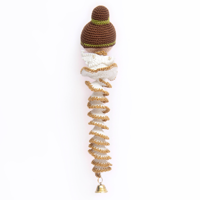 Crochet Angel Tree Décor | Handmade White-Gold Spiral Ornament