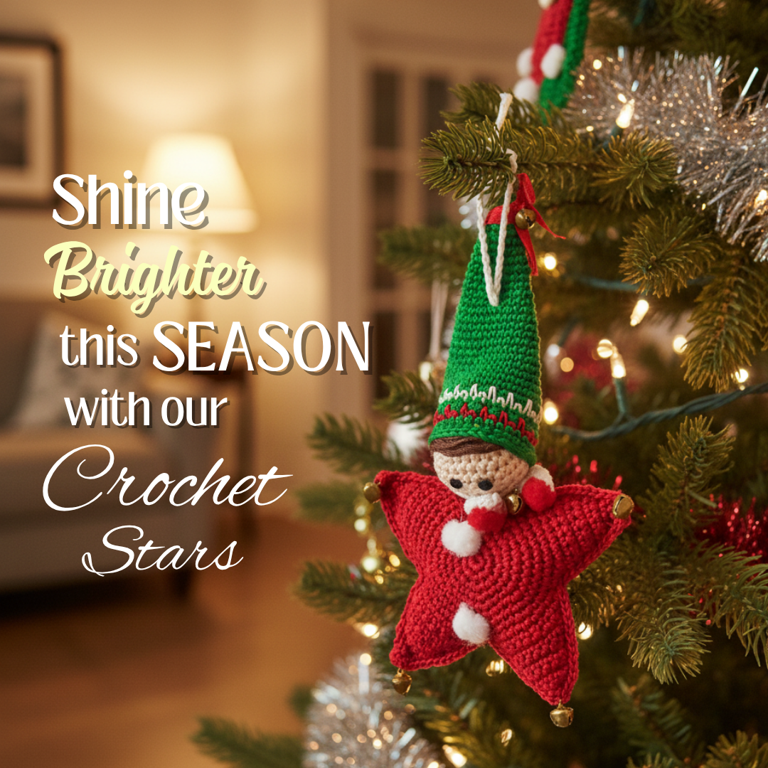 Christmas Star Elf Amigurumi Ornament | Handmade Holiday Tree Decoration