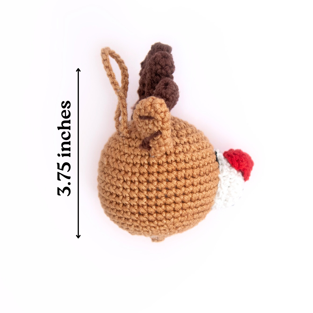 Playful Crochet Reindeer Ornament – A Spirited Holiday Sidekick for Your Christmas Tree
