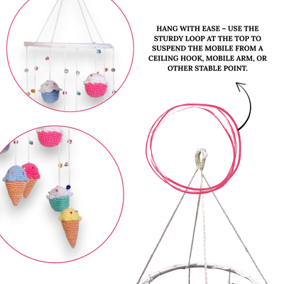 Amigurumi Dessertland Mobile – Handcrafted Crochet Sweet Treats Décor