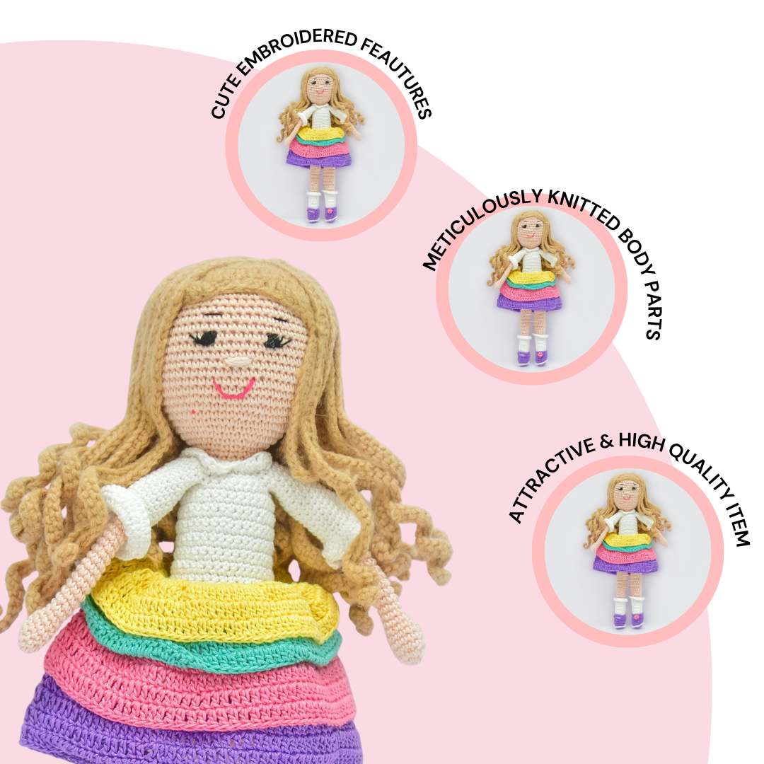 Sandra Crochet Doll | Handmade Soft Toy | Whimsical, Colorful & Heartfelt Gift for Kids