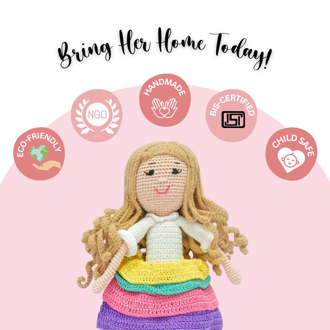Sandra Crochet Doll | Handmade Soft Toy | Whimsical, Colorful & Heartfelt Gift for Kids