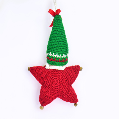 Christmas Star Elf Amigurumi Ornament | Handmade Holiday Tree Decoration