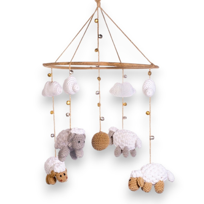 Cute Sheep & Cloud Baby Mobile – Handcrafted Crochet Nursery Hanging