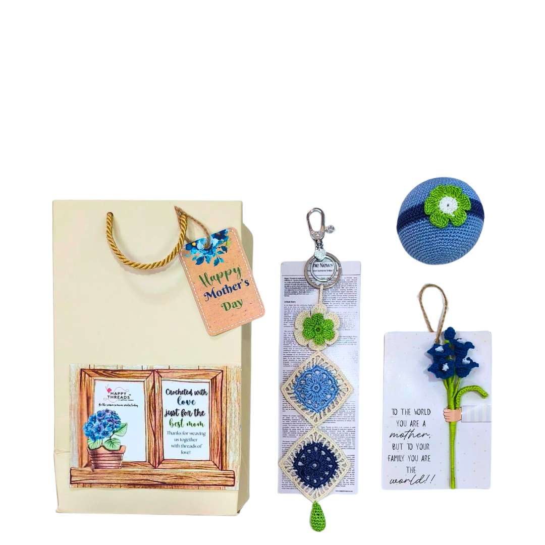 Blue Bloom Bliss – Mother’s Day Crochet Gift Hamper Set