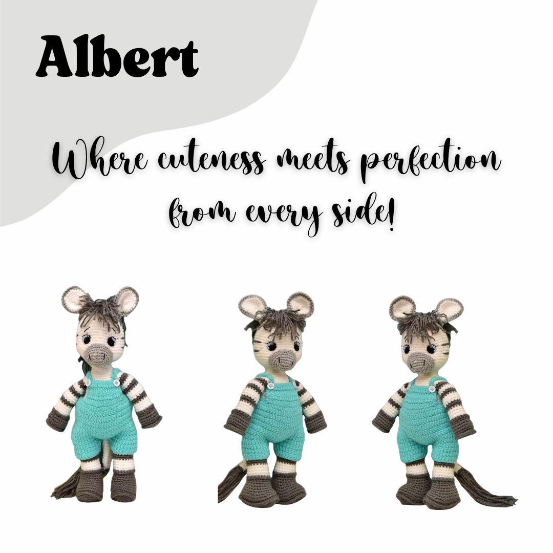 Albert the Zebra – Handmade Crochet Plush Toy | Soft & Safe Cuddly Companion for Kids