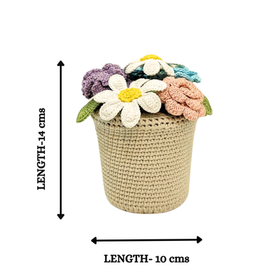 Handcrafted Crochet Bloom Pot – Colorful Bouquet of Eternal Blossoms