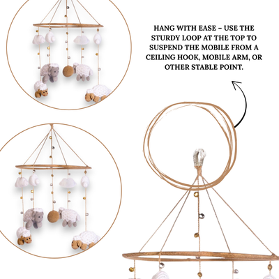 Cute Sheep & Cloud Baby Mobile – Handcrafted Crochet Nursery Hanging