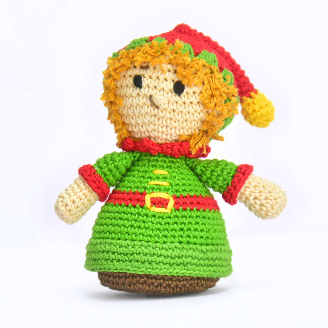 Handmade Crochet Christmas Elf Doll – Festive Holiday Toy & Decor