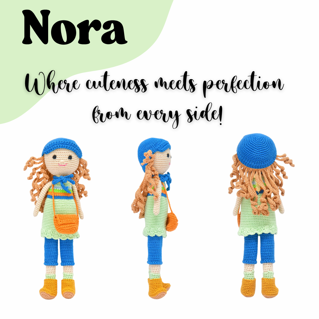 Nora Crochet Doll | Handmade Artisanal Toy | Whimsical, Eco-Friendly Gift for Kids & Collectors