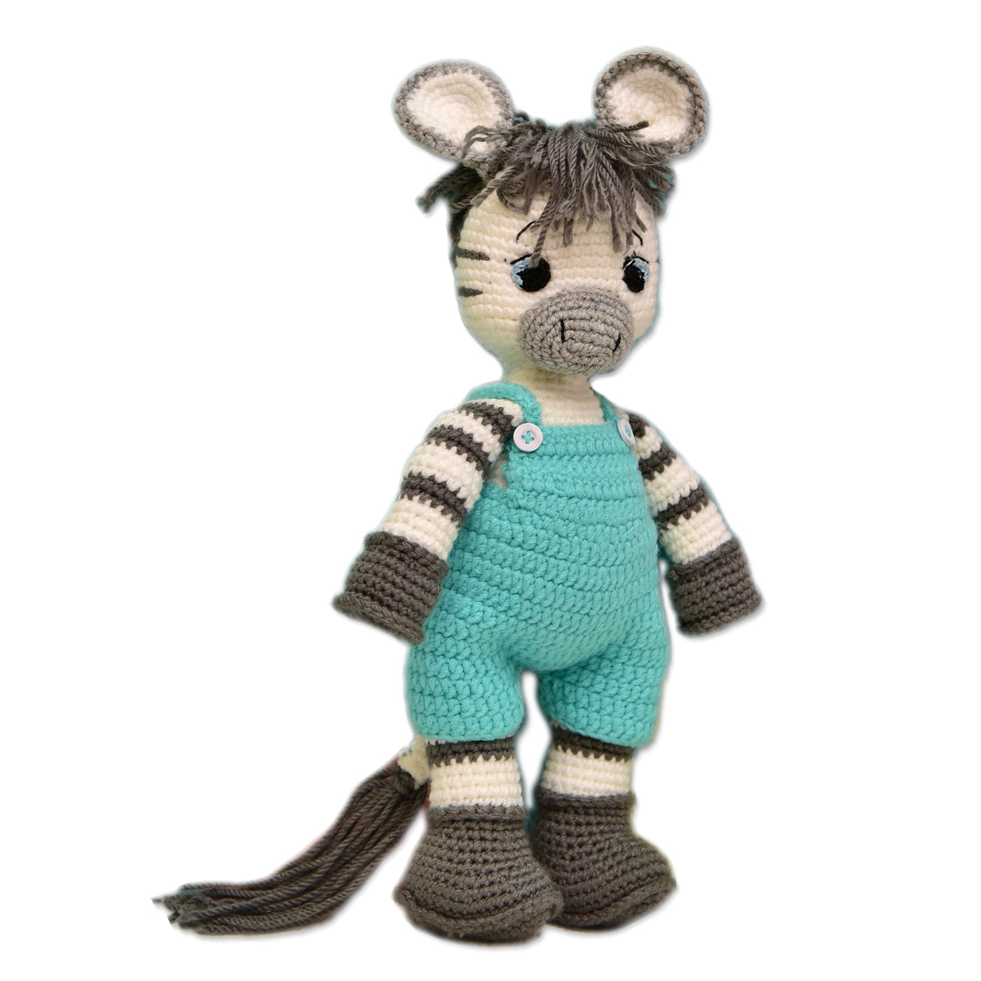 Handmade Albert the Zebra Toy Crocheted Soft Cuddly Plush HAPPY THREADS