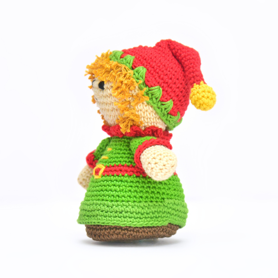 Handmade Crochet Christmas Elf Doll – Festive Holiday Toy & Decor