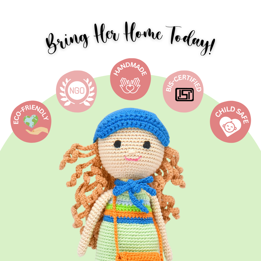 Nora Crochet Doll | Handmade Artisanal Toy | Whimsical, Eco-Friendly Gift for Kids & Collectors