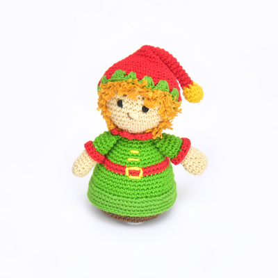 Handmade Crochet Christmas Elf Doll – Festive Holiday Toy & Decor