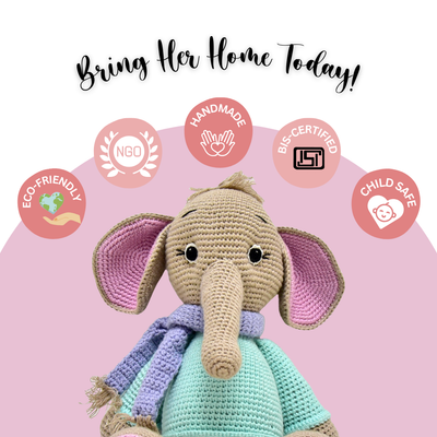 Handmade Crocheted Elephant Toy – Darcy the Perfect Gift