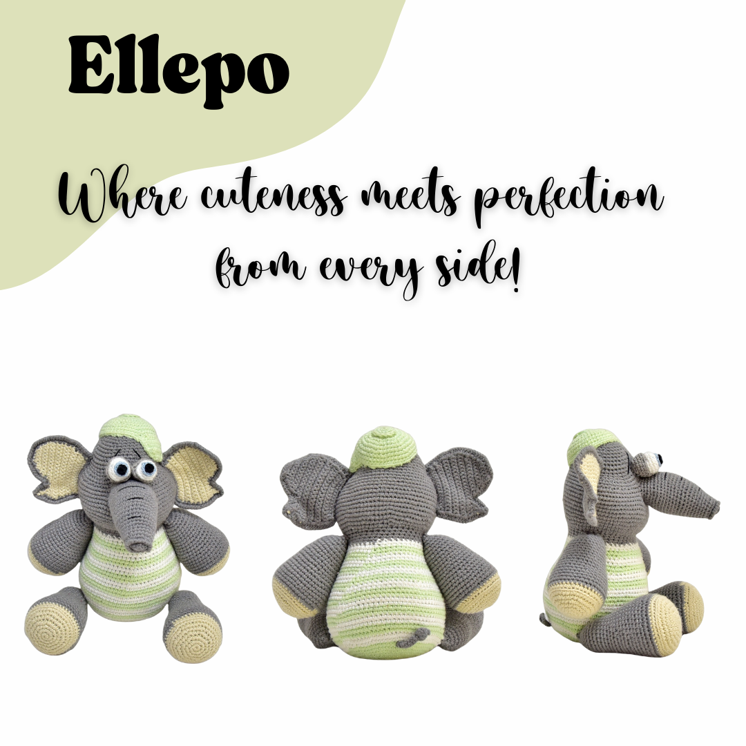 Ellepo Elephant Plush – Premium Handcrafted Crochet Toy for Kids