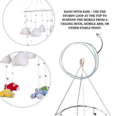 Handcrafted Amigurumi Airplane Mobile – Crochet Clouds & Classic Planes Nursery Décor