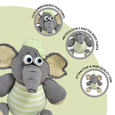 Ellepo Elephant Plush – Premium Handcrafted Crochet Toy for Kids