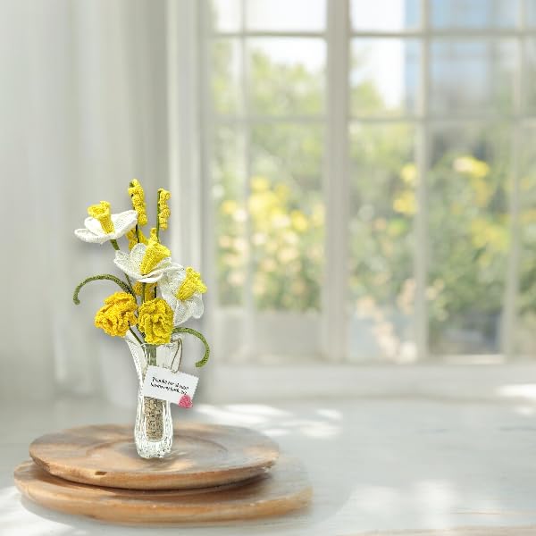 Handmade Daffodil & Carnation Bouquet with Vase - Ideal Festive Gift