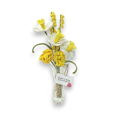 Handmade Daffodil & Carnation Bouquet with Vase - Ideal Festive Gift