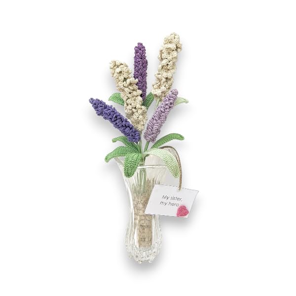 Crocheted Lavender & Hyacinths Bouquets wit Vase- Festive Gift Ideas