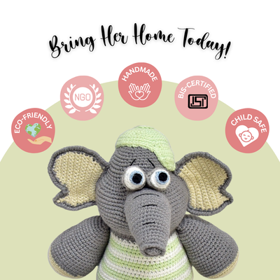 Ellepo Elephant Plush – Premium Handcrafted Crochet Toy for Kids