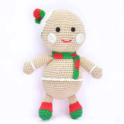 Handmade Crochet Gingerbread Girl Doll | Cute Christmas Amigurumi Plush for Holiday Decor
