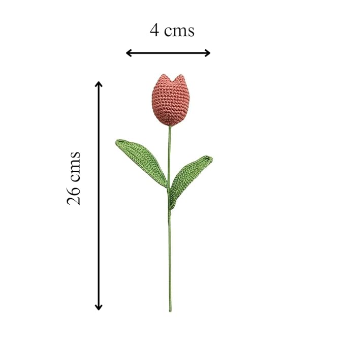 Handcrafted Crochet Tulips – Quaint Charm for Modern Interiors | Single Stem