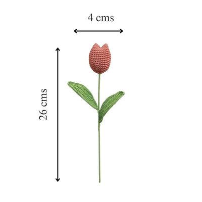 Handcrafted Crochet Tulips – Quaint Charm for Modern Interiors | Single Stem