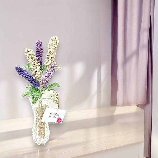 Crocheted Lavender & Hyacinths Bouquets wit Vase- Festive Gift Ideas