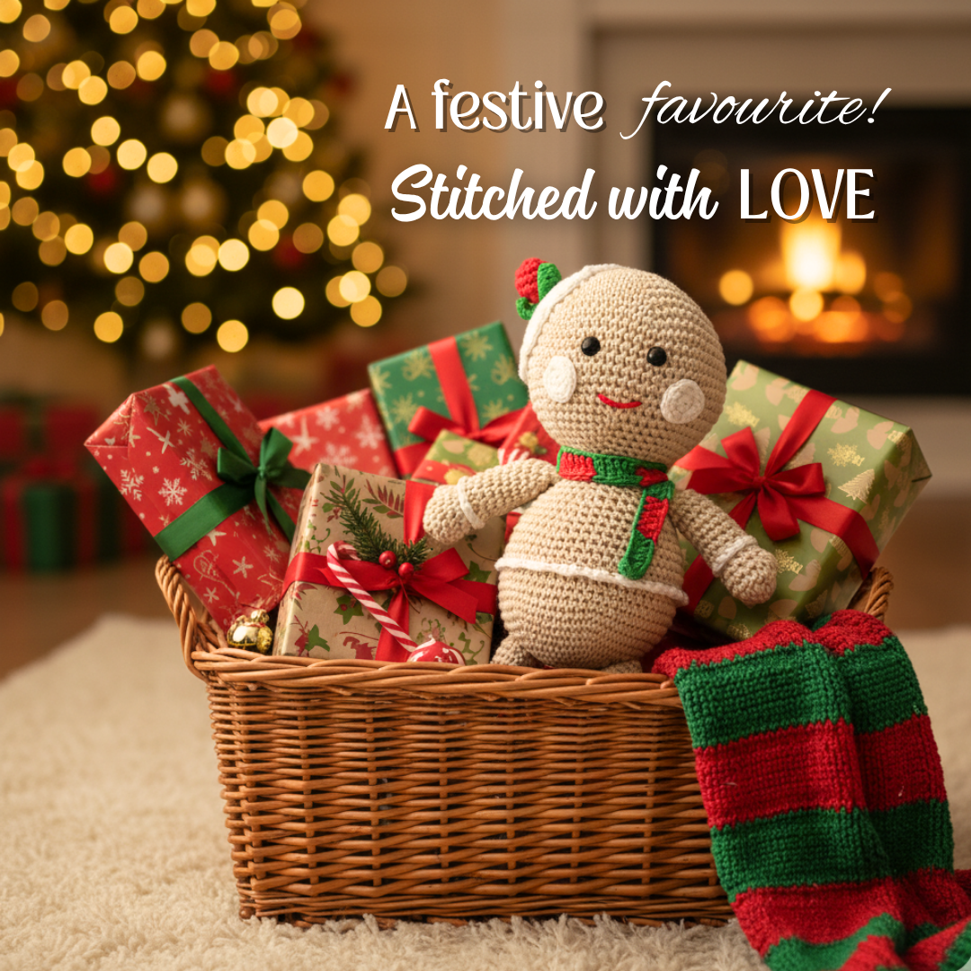 Handmade Crochet Gingerbread Girl Doll | Cute Christmas Amigurumi Plush for Holiday Decor