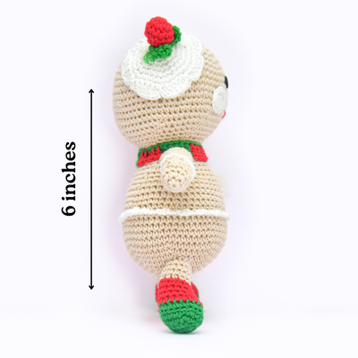 Handmade Crochet Gingerbread Girl Doll | Cute Christmas Amigurumi Plush for Holiday Decor