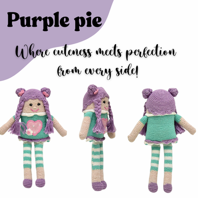 Purple Pie Handmade Crocheted Doll – Soft & Safe Toy | Unique Gift for Kids