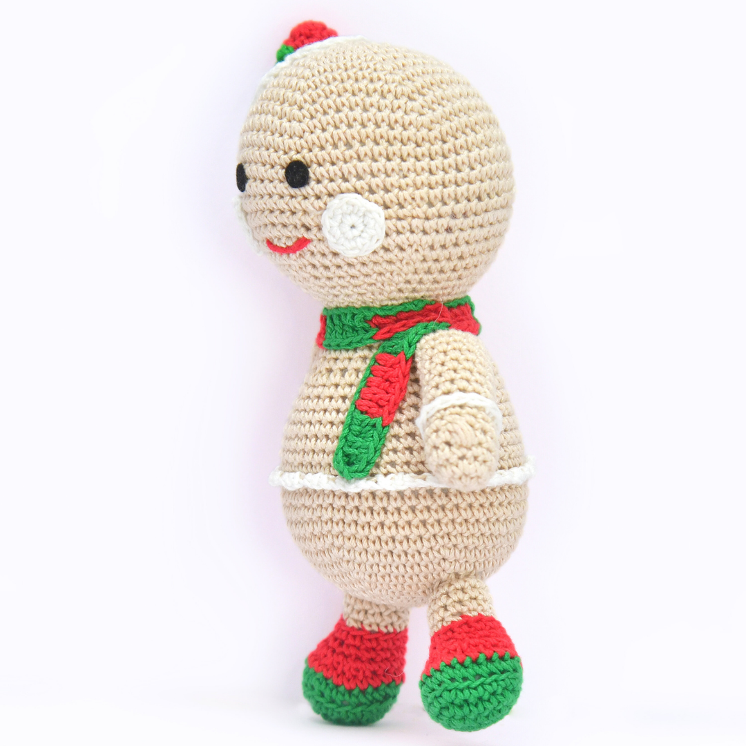 Handmade Crochet Gingerbread Girl Doll | Cute Christmas Amigurumi Plush for Holiday Decor
