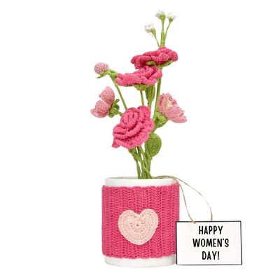 Forever Roses in a Mug | Unique Crochet Gift for Women’s Day