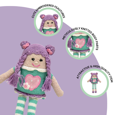 Purple Pie Handmade Crocheted Doll – Soft & Safe Toy | Unique Gift for Kids