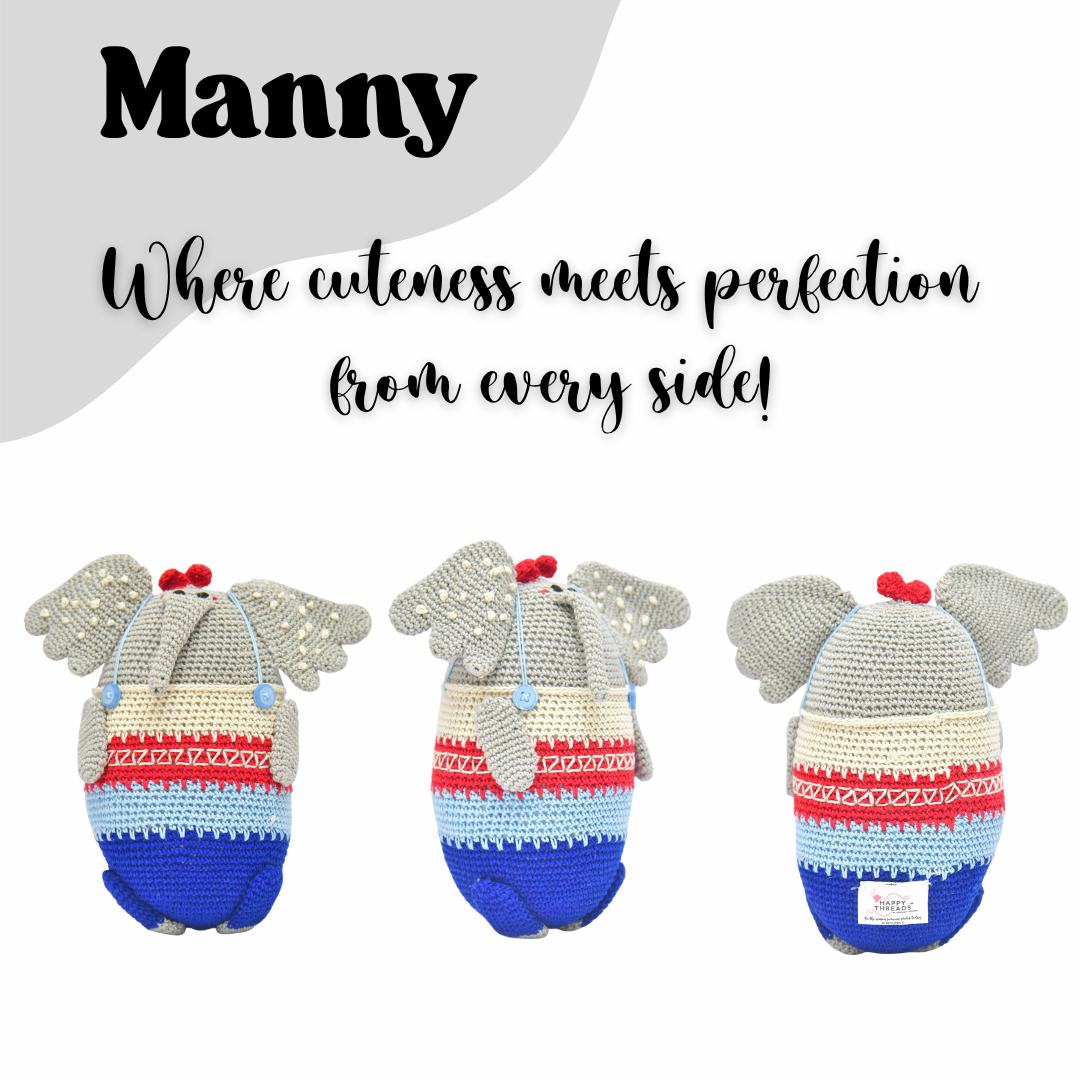 Manny the Elephant | Artisan-Crafted Crochet Plush | A Soft Tale of Love & Whimsy