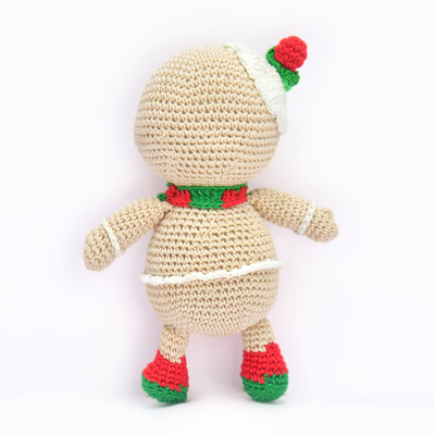 Handmade Crochet Gingerbread Girl Doll | Cute Christmas Amigurumi Plush for Holiday Decor