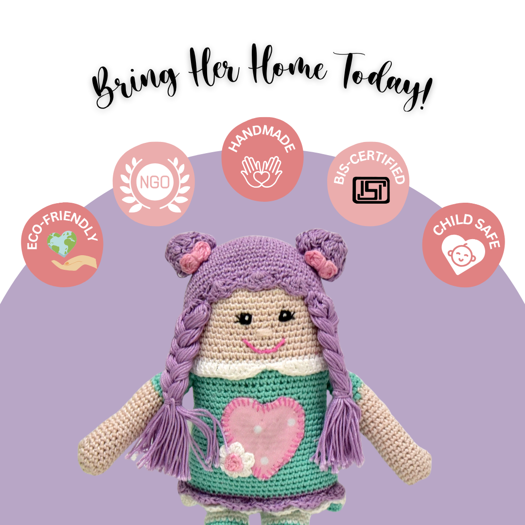 Purple Pie Handmade Crocheted Doll – Soft & Safe Toy | Unique Gift for Kids