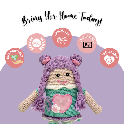 Purple Pie Handmade Crocheted Doll – Soft & Safe Toy | Unique Gift for Kids