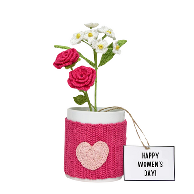 Handmade Floral Mug Bouquet | Crochet Roses for Women’s Day
