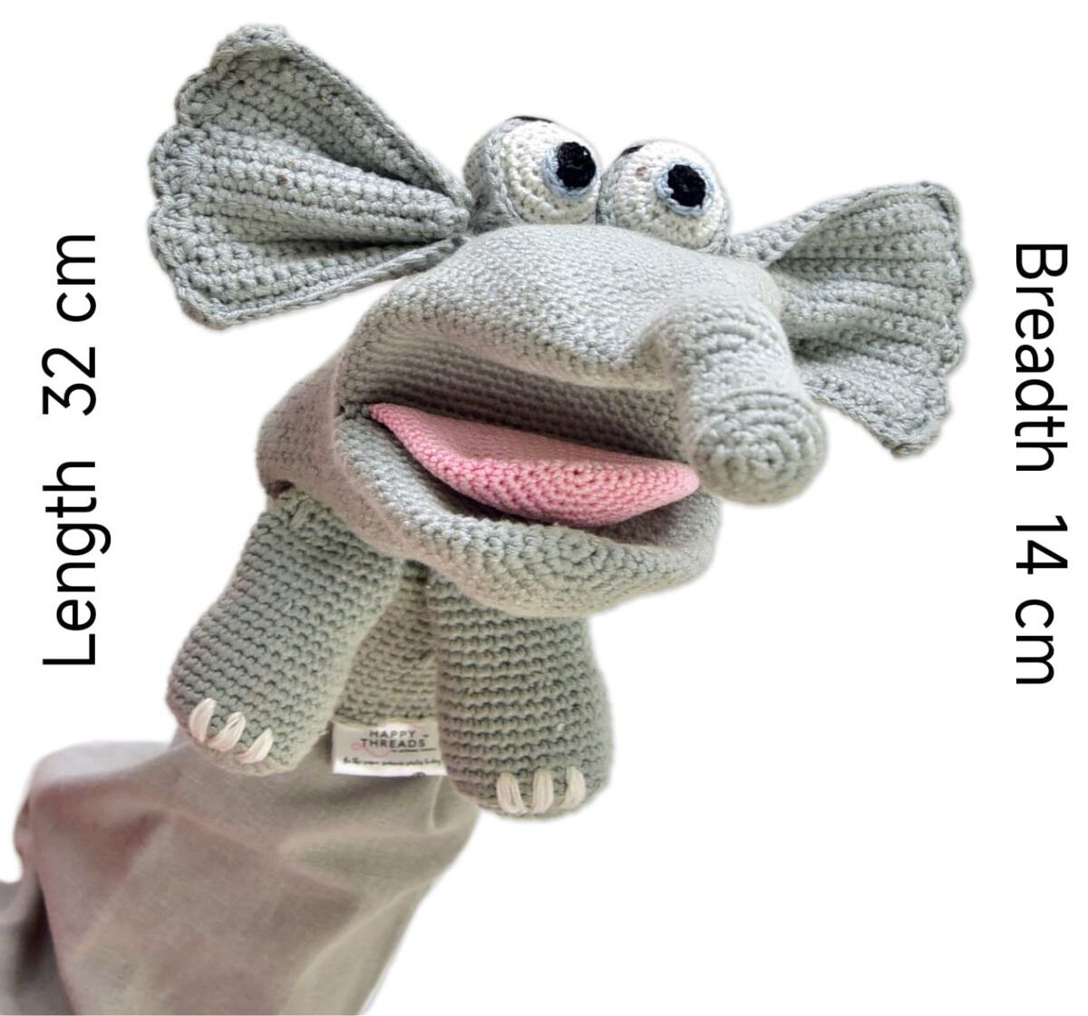Cuddly Crochet Jumbo the Elephant Puppet – A Playful Friend for Kids