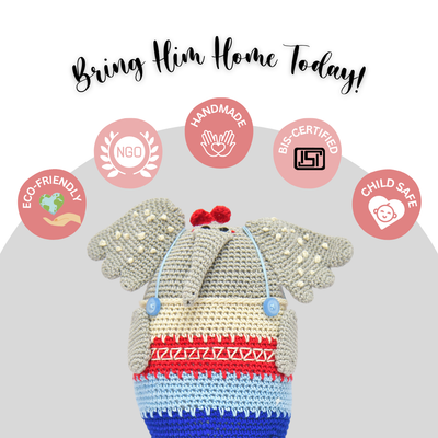 Manny the Elephant | Artisan-Crafted Crochet Plush | A Soft Tale of Love & Whimsy