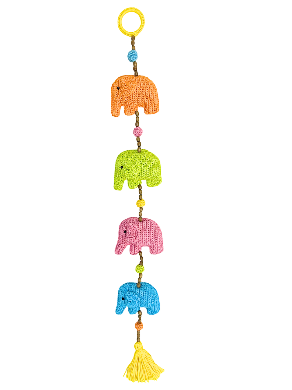 Bright Multicolor Crochet Elephant Hangings for Diwali Decor