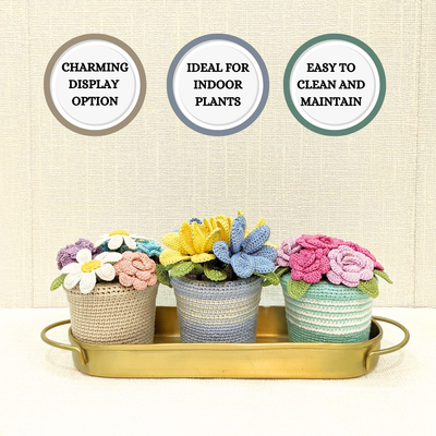 Handcrafted Crochet Bloom Pot – Colorful Bouquet of Eternal Blossoms