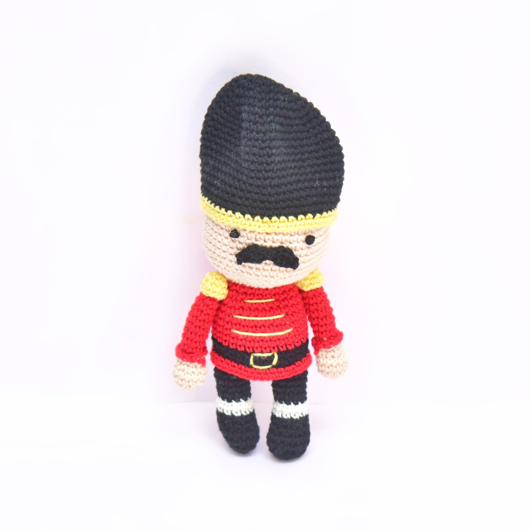 Handmade Crochet Nutcracker Soldier Doll – Festive Christmas Décor Toy