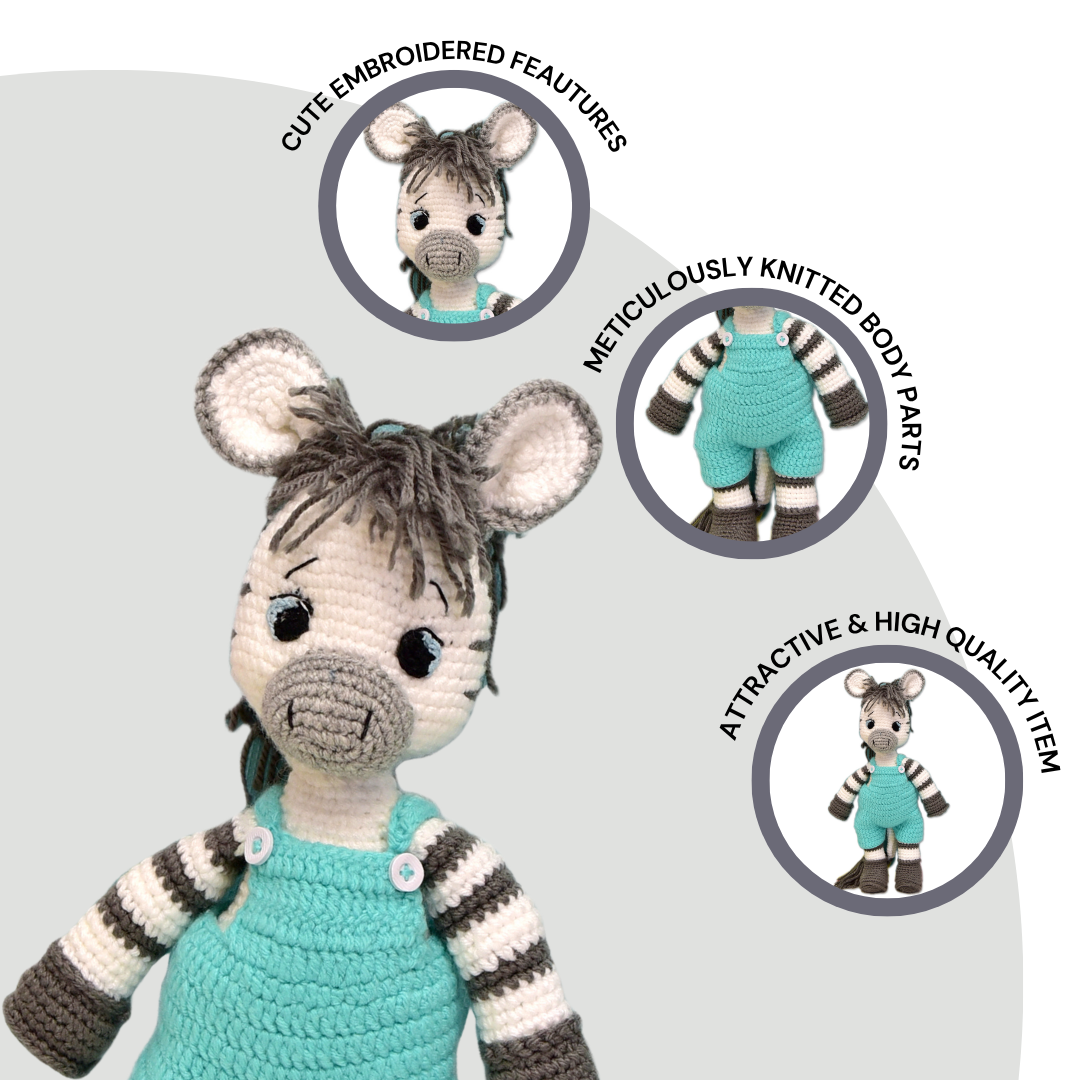 Albert the Zebra – Handmade Crochet Plush Toy | Soft & Safe Cuddly Companion for Kids