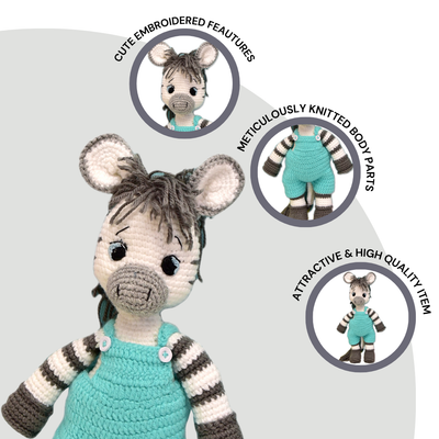 Albert the Zebra – Handmade Crochet Plush Toy | Soft & Safe Cuddly Companion for Kids